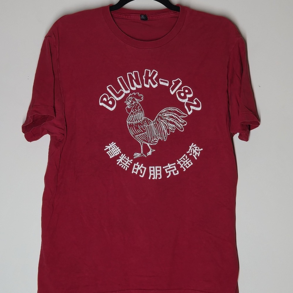 Blink-182 Shirt Rooster Chinese Graphic Red Band Tee Men's Large Special Sauce